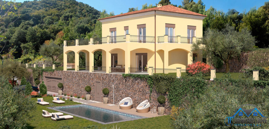 VILLA IN COSTRUZIONE CON SPLENDIDA VISTA MARE –  STRADA CONSORZILE SIMONE SALADA – 1 Km DAL MARE – ALASSIO