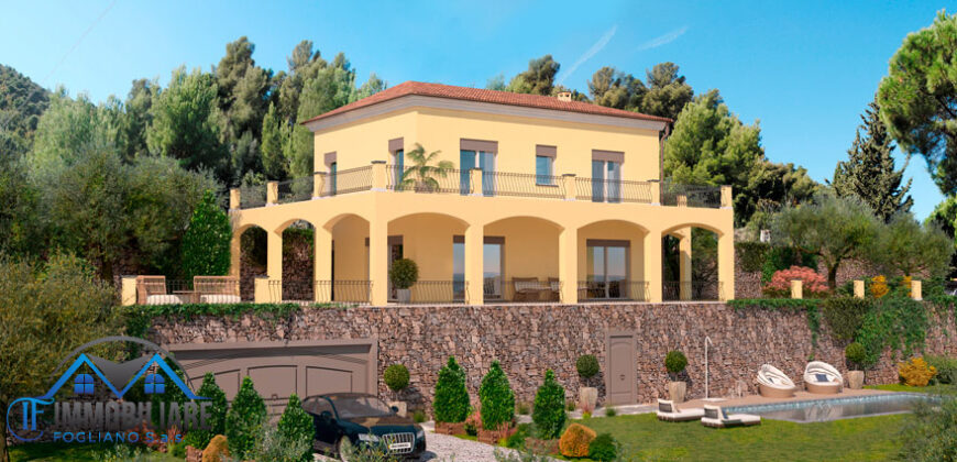 VILLA IN COSTRUZIONE CON SPLENDIDA VISTA MARE –  STRADA CONSORZILE SIMONE SALADA – 1 Km DAL MARE – ALASSIO