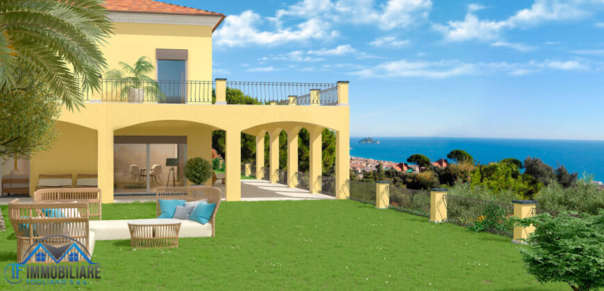 VILLA IN COSTRUZIONE CON SPLENDIDA VISTA MARE –  STRADA CONSORZILE SIMONE SALADA – 1 Km DAL MARE – ALASSIO