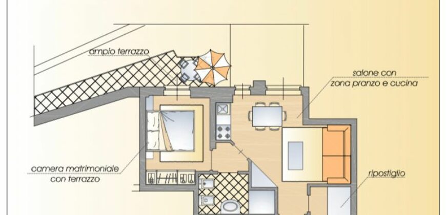 BILOCALE CON AMPIO BALCONE –  VIA LEONARDO DA VINCI – 150 m DAL MARE – ALASSIO