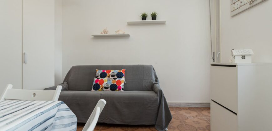 MONOLOCALE RISTRUTTURATO ED ARREDATO CON AMPIO BALCONE E VISTA APERTA –  VIA RAFFAELLO  – 400 m DAL MARE – BORGHETTO SANTO SPIRITO